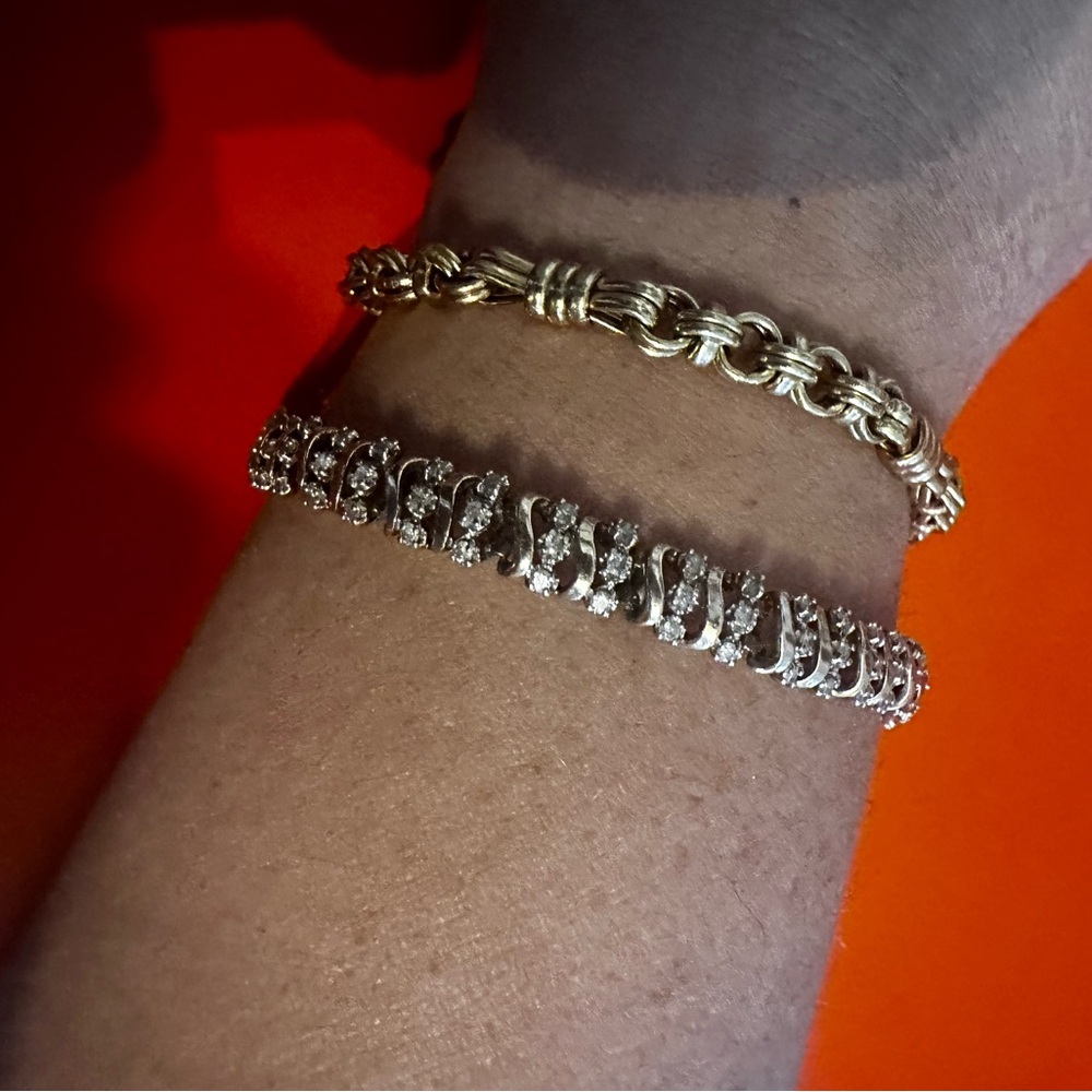 Diamond Tennis S Bracelet Solid 10k Gold - Picture 11 of 11